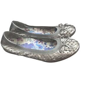 Vionic Spark Surin Pewter / Silver Leather Ballet Flats Womens Size 8